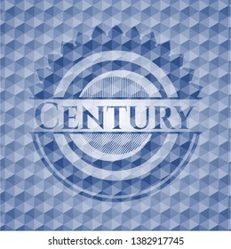 Century blue hexagon emblem. Vector Illustration. Detailed.