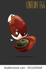 Century egg. Preserved egg. Vector illustration 