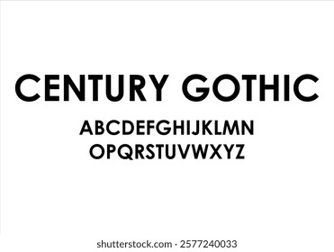 Century Gothic 2 font for logo and headline. Isolated vector typeset