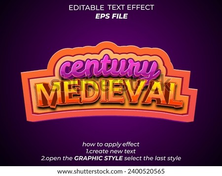 century medieval text effect, font editable, typography, 3d text for games. vector template