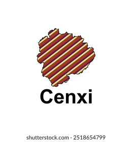 Cenxi map. vector map of Chinese capital Country colorful design, illustration design template on white background