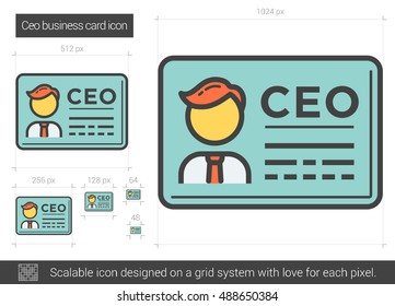 CEO business card vector line icon isolated on white background. CEO business card line icon for infographic, website or app. Scalable icon designed on a grid system.