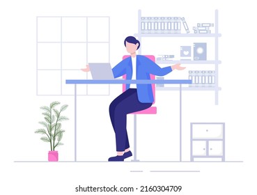 CEO Or Chief Executive Officer Cartoon Illustration Businessman Work In Company As President Speech And Public Speaker In Flat Style Design