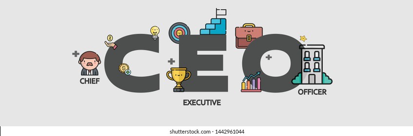 CEO Chief,Executive,Officer web icon for presentation, boss,administer,company.cute vector infographic. - vector