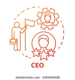 CEO concept icon. Chief executive, boss, top manager idea thin line illustration. Leadership, career growth and personal achievement. Best employee. Vector isolated outline drawing