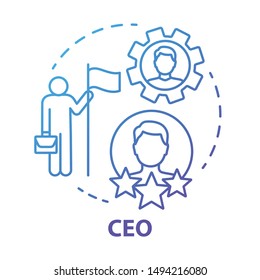 CEO concept icon. Chief executive, boss, top manager idea thin line illustration. Leadership, career growth and personal achievement. Best employee. Vector isolated outline drawing