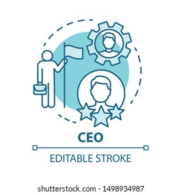 CEO concept icon. Chief executive, boss, top manager idea thin line illustration. Leadership, career growth and personal achievement. Best employee. Vector isolated outline drawing. Editable stroke