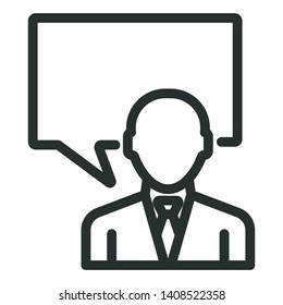 ceo founder talking - minimal line web icon. simple vector illustration. concept for infographic, website or app.