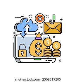 CEO Fraud Fill Color Icon, Vector illustration