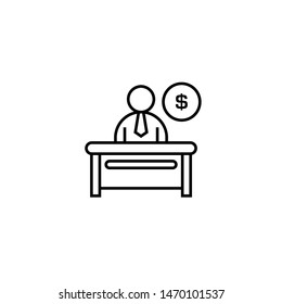 CEO icon. Businessman icon. Cashier symbol. Man in tie. Occupation concept. Can be used for topics like top management, banking, finance, investment. Vector illustration