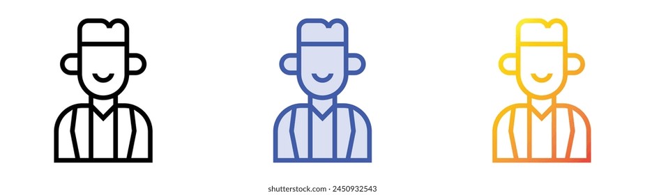CEO-Symbol. Lineares, blaues Füllungs- und Verlaufsstil-Design auf weißem Hintergrund