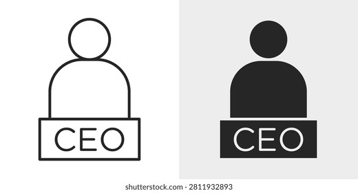 CEO Icon represents executive leadership, business management, and corporate authority with an editable outline vector illustration.
