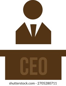 Ícone do Ceo simples silhueta marrom de um líder em um pódio