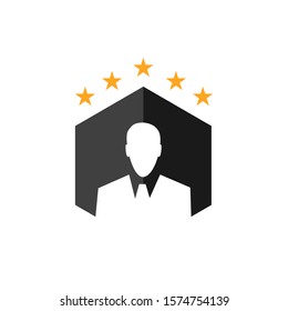 CEO Logo Vector graphic design. Man with suit businessman icon. Five Stars Executive Boss Symbol