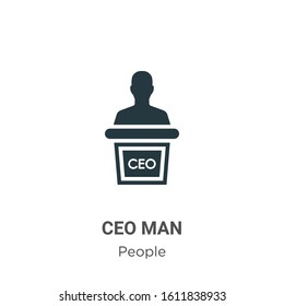 Ceo Man Glyph Icon Vector On White Background. Flat Vector Ceo Man Icon Symbol Sign From Modern People Collection For Mobile Concept And Web Apps Design.