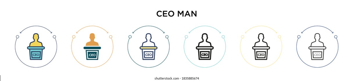 Ceo man icon in filled, thin line, outline and stroke style. Vector illustration of two colored and black ceo man vector icons designs can be used for mobile, ui, web - Shutterstock ID 1835885674