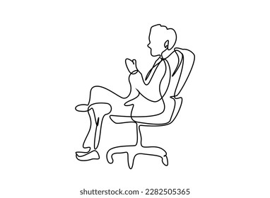 ceo manager confident cool relax chair sits giving orders