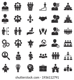 CEO And Manager Icons. Black Scribble Design. Vector Illustration.