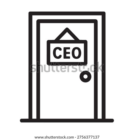 Ceo office door icon: chief executive officer leadership outline vector illustration