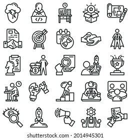 conjunto de iconos del vector de esquema del CEO