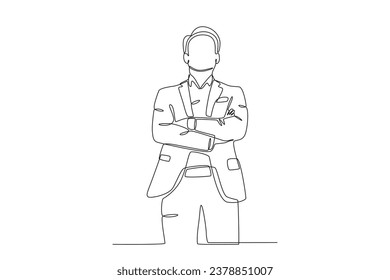 A CEO stood gallantly. Corporate leader one-line drawing