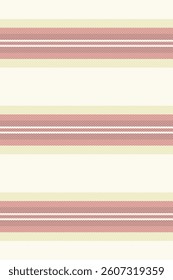 Ceometric textile texture stripe, editable vector vertical background. Hixties seamless lines pattern fabric in sea shell and red colors palette.