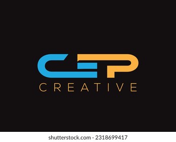 vector de diseño de logotipo de monograma de letra cep. color con yeloo y negro con diseño de logotipo en ilustración. Logotipo vectorial, diseños de caligrafía para logotipo, afiche, invitación,.eps