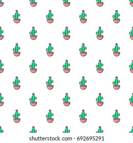 Cephalocereus cactus pattern in cartoon style. Seamless pattern vector illustration