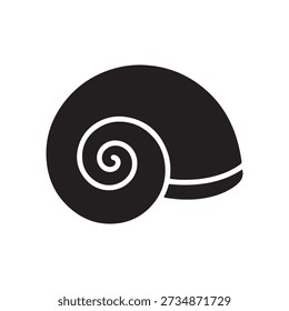 Cephalopod shell black glyph icon. Exotic spiral conch