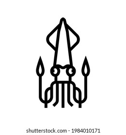 cephalopod squid ocean line icon vector. cephalopod squid ocean sign. isolated contour symbol black illustration