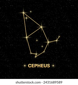 Cepheus constellation icon. Starry sky. Flat style. Vector illustration