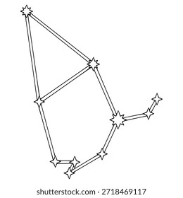Vetor de contorno desenhado à mão da ilustração da constelação de Cepheus