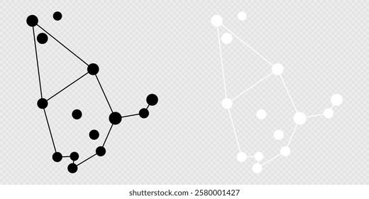 Cepheus constellation map set. Vector illustration.