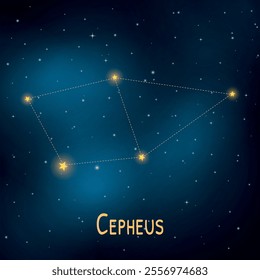 Cepheus constellation of cepheus in the night sky with starry background.