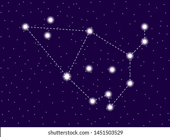 Cepheus constellation. Starry night sky. Zodiac sign. Cluster of stars and galaxies. Deep space. Vector illustration
