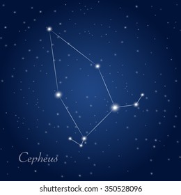 Cepheus constellation at starry night sky 