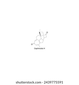 Cephinoids H skeletal structure diagram.Diterpenoid compound molecule scientific illustration on white background.