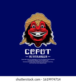 Cepot in Vector style, traditional puppet figure in Sundanese culture West Java Indonesia. One of Semar's son, his character is humorous and easy going. svg