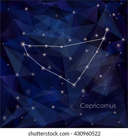 Cepricornus constellation in night sky, background is a triangulation