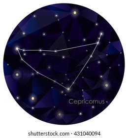 Cepricornus constellation in night sky, background is in the circle
