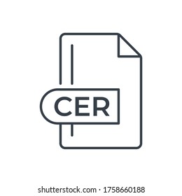 CER File Format Icon. CER extension line icon.