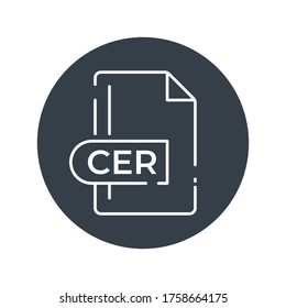 CER File Format Icon. CER extension filled icon.