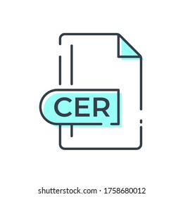 CER File Format Icon. CER extension line icon.