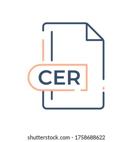 CER File Format Icon. CER extension line icon.