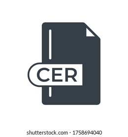 CER File Format Icon. CER extension filled icon.