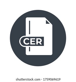 CER File Format Icon. CER extension filled icon.