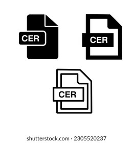 CER File Format Icon. CER extension icon set vector illustration on white background..eps