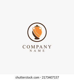 ceramic ancient objects collection vector logo
