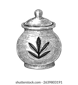 Ceramic aroma diffuser sketch. Hand drawn vector illustration. Aromatherapy and relaxation logo design. NOT AI generated