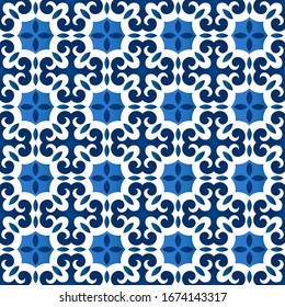Ceramic AZULEJO tile designed seamless template